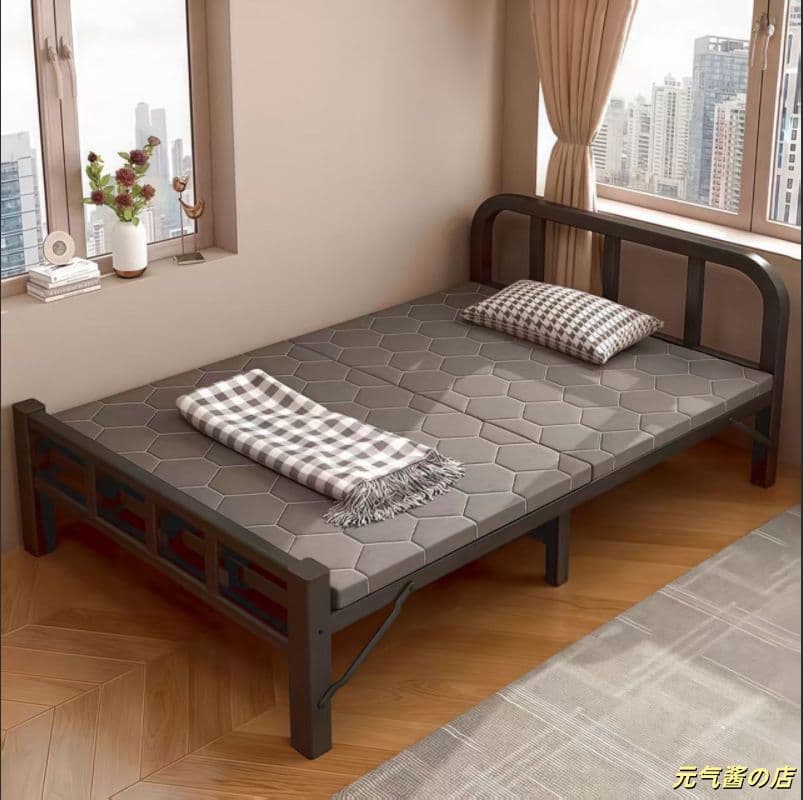 折りたたみシングルベッド 組立不要 簡単収納 昼寝・残業に大活躍