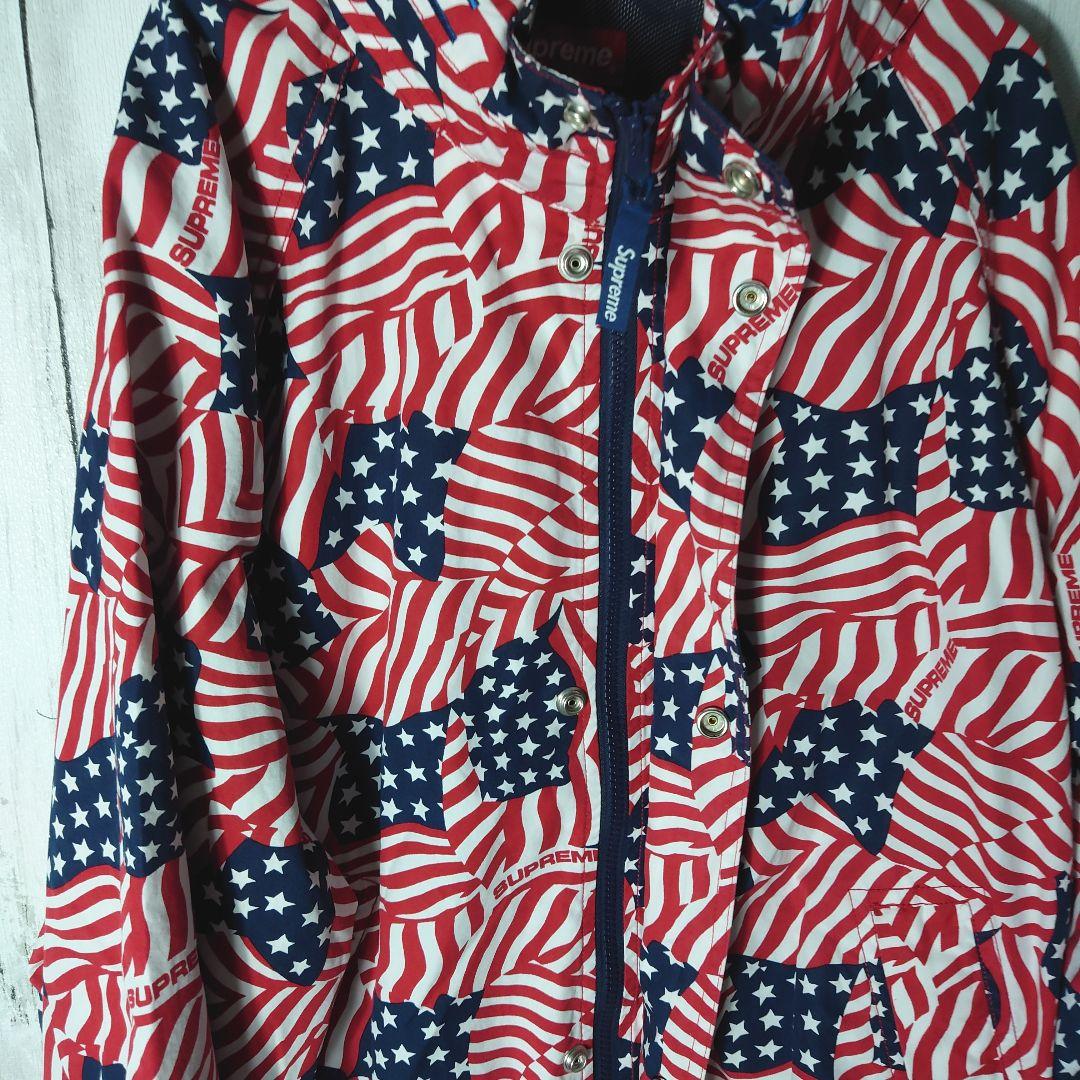 【極美品】シュプリーム　星条旗　総柄　ジップ　パーカー　ブルゾン　ジャケット