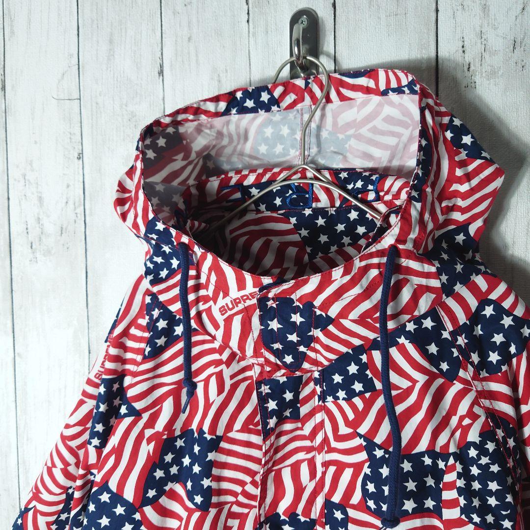 【極美品】シュプリーム　星条旗　総柄　ジップ　パーカー　ブルゾン　ジャケット