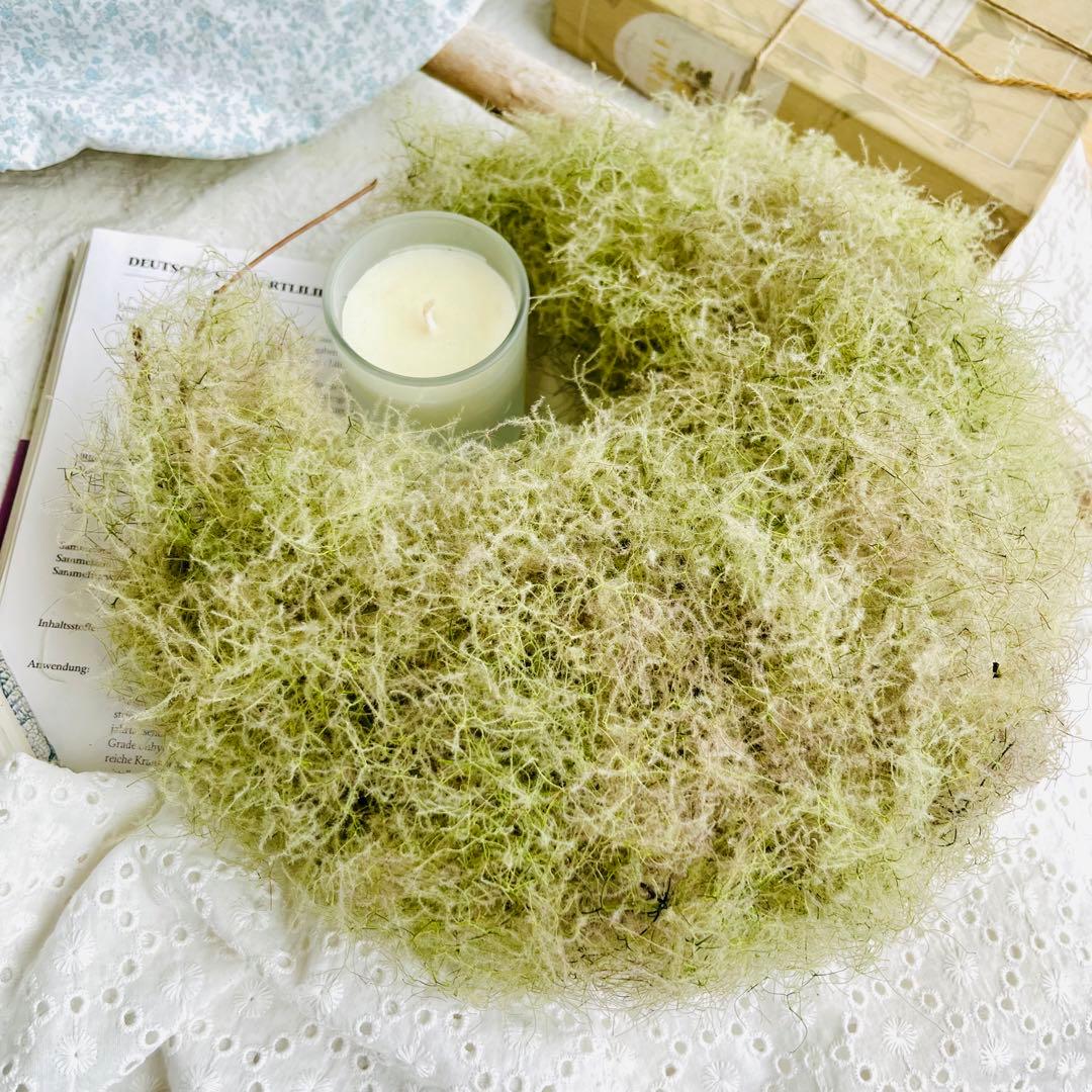 夏、秋、冬、春、来夏も^ ^スモークツリー　三日月リース　リース