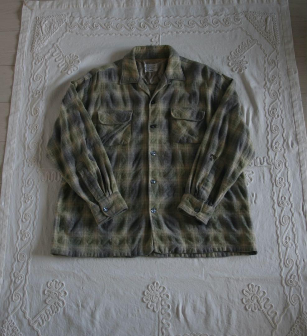 ゲ*ツ様 60s TownCraft シャドーチェック　ウールシャツ　オンブレ