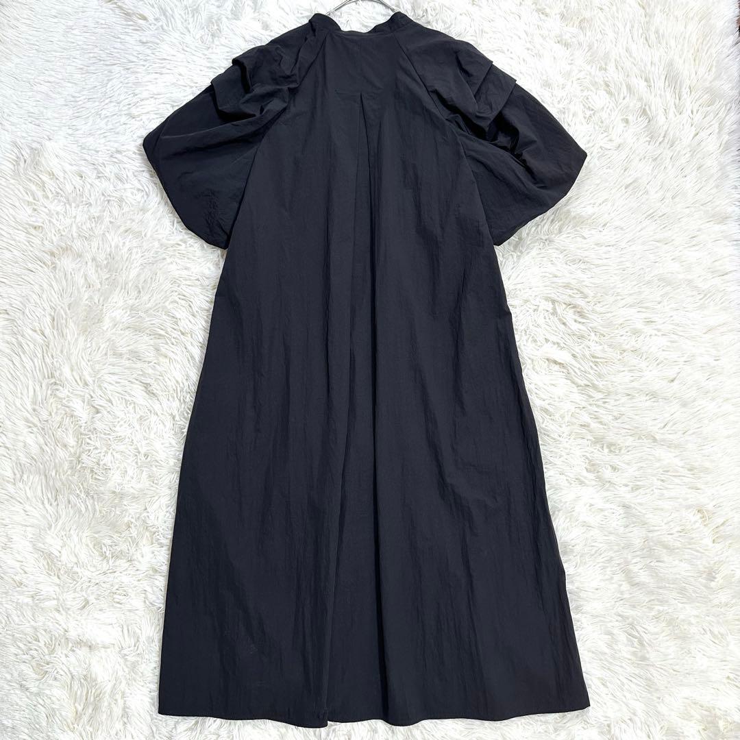 23年 美品 ルフィル ライトナイロンドレス フリル ボリュームスリーブ 黒