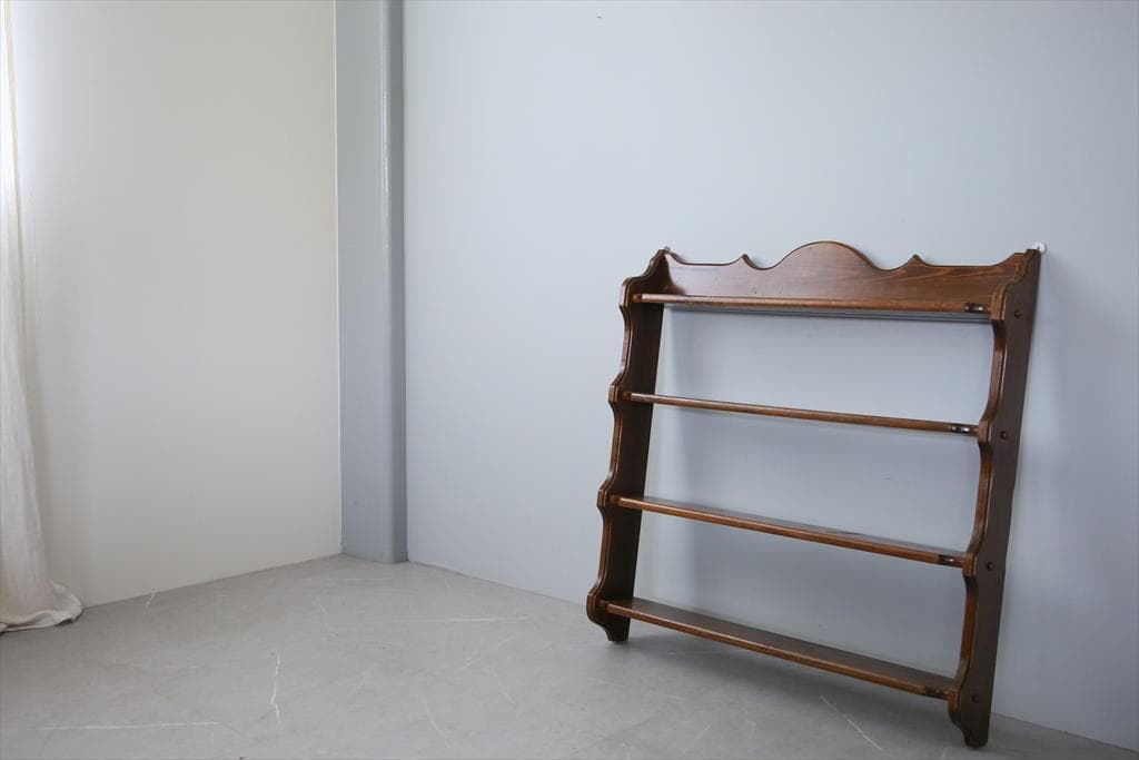 フランスアンティーク木製ウォールシェルフ/壁掛けラック/飾り棚(90-159)