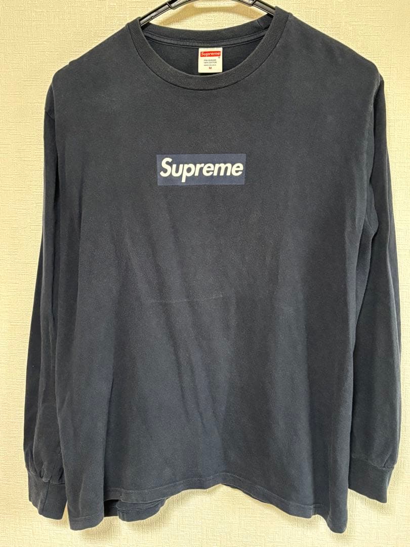 Supreme ロンT ボックスロゴ ネイビー