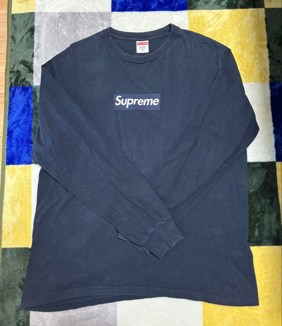 Supreme ロンT ボックスロゴ ネイビー