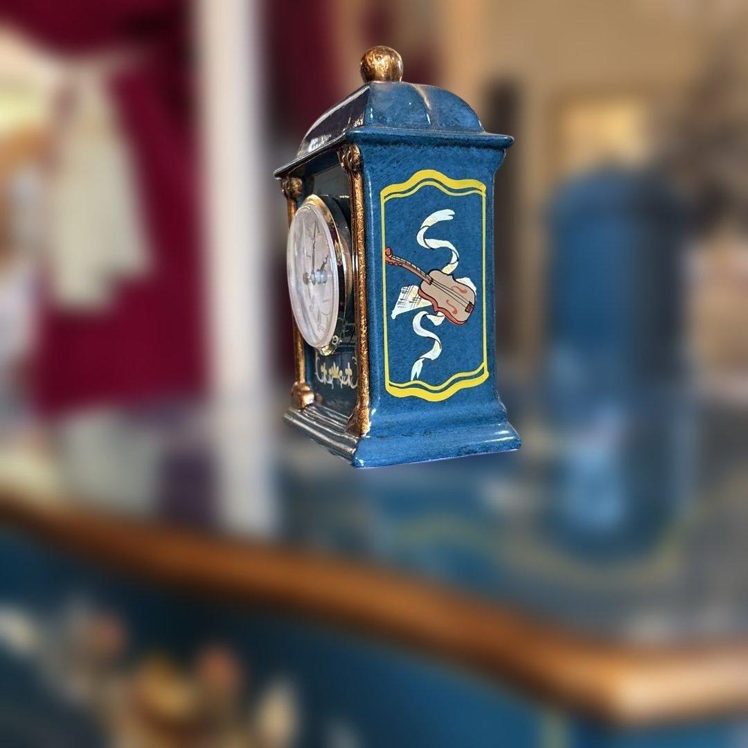 ロココ調チェスト ダークグリーン 2段引き出し　時計付き