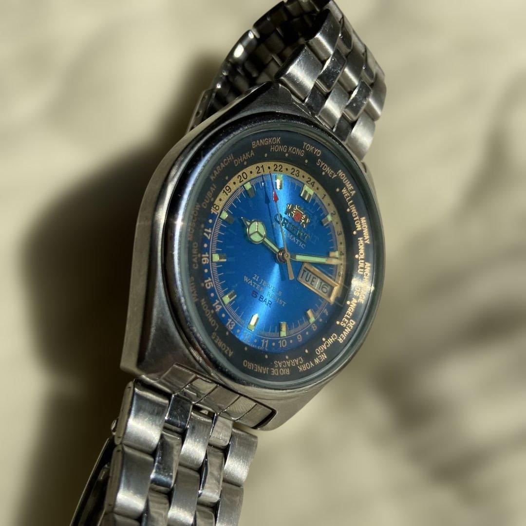 【レア美品】オリエント自動巻き腕時計 ワールドタム、デイデイト機能