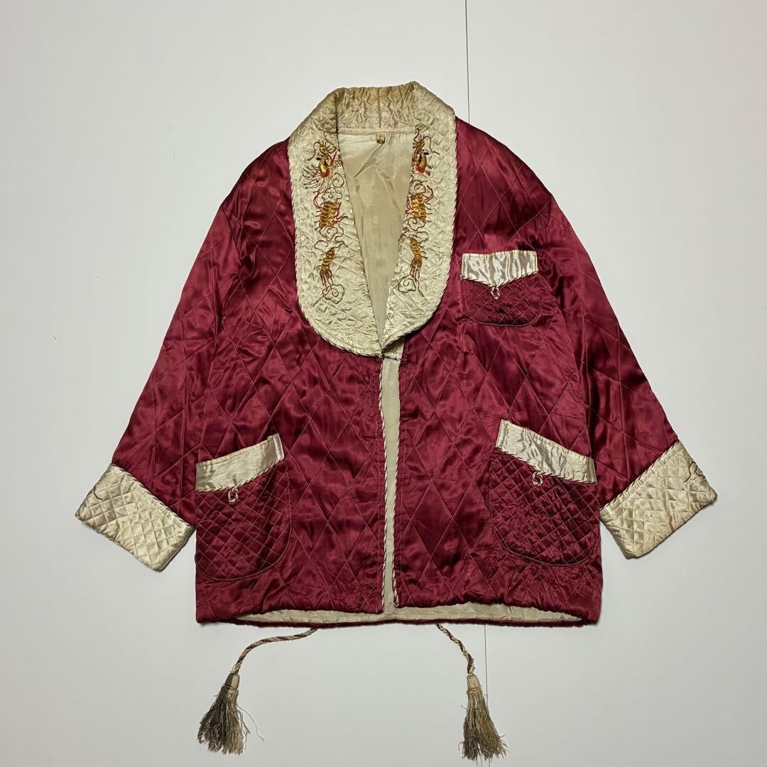 功*夫様 40s 50s スカガウン　スーベニアガウン　刺繍　龍　vintage