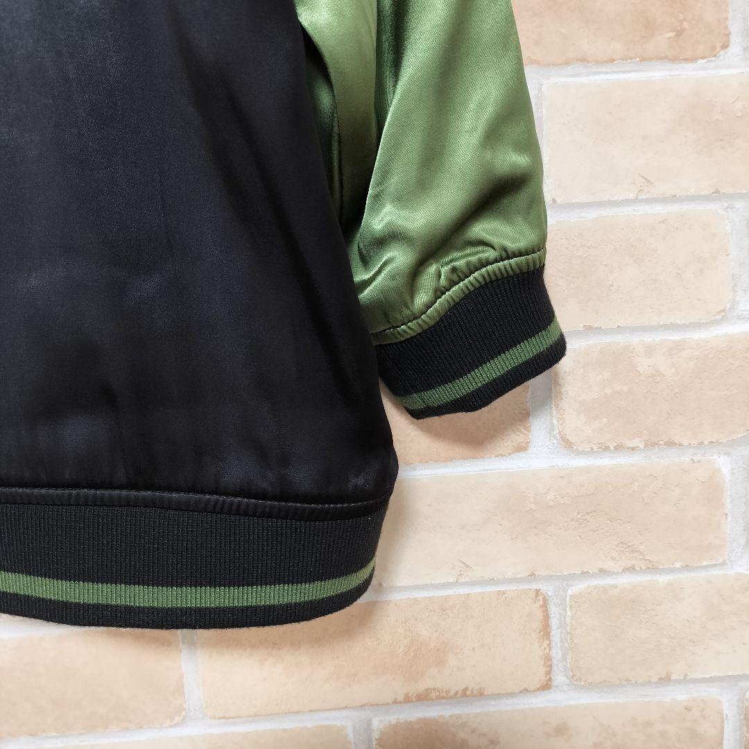 【極美品】今昔 蝶々BIGスカジャン 狐 花 ブラック グリーン sizeL