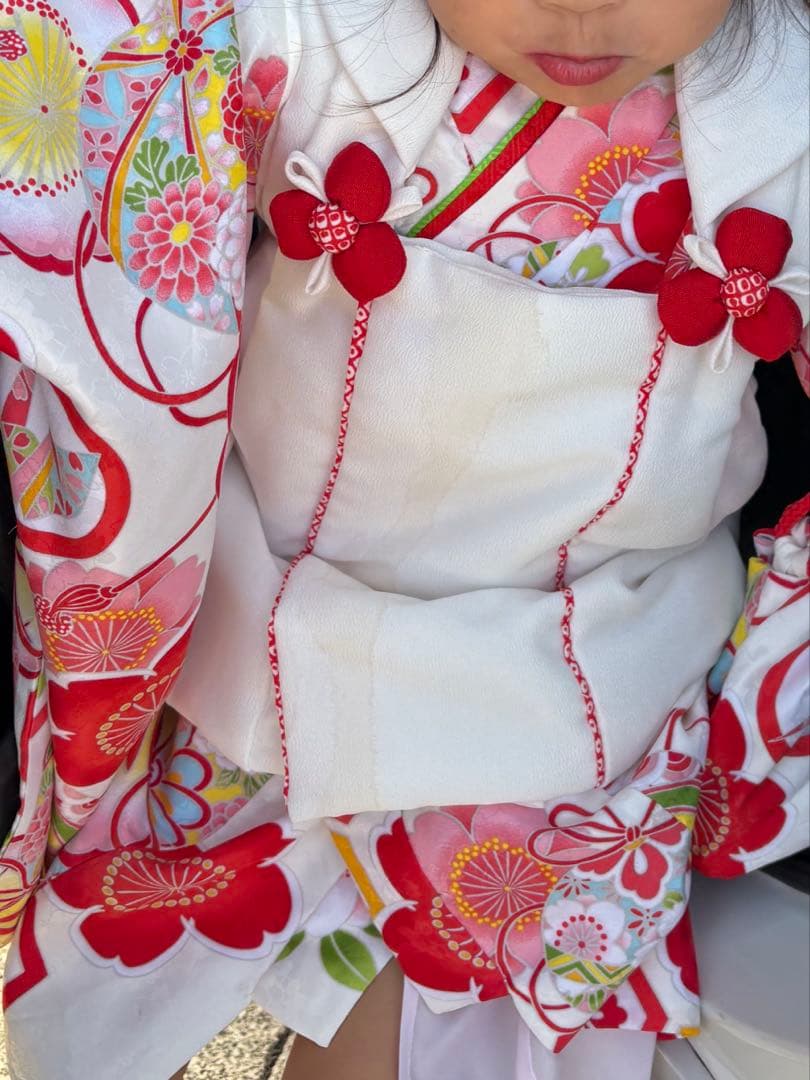 七五三　3歳　着物フルセット　下駄　巾着　付き　ユーズド