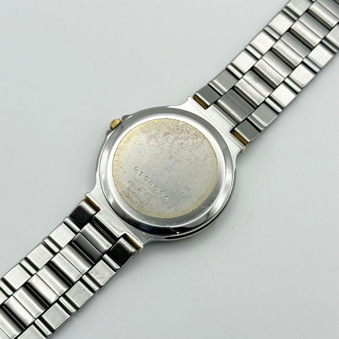 ✨新品電池・稼働✨サンローラン 腕時計 クォーツ ラウンド コンビ 3針時計