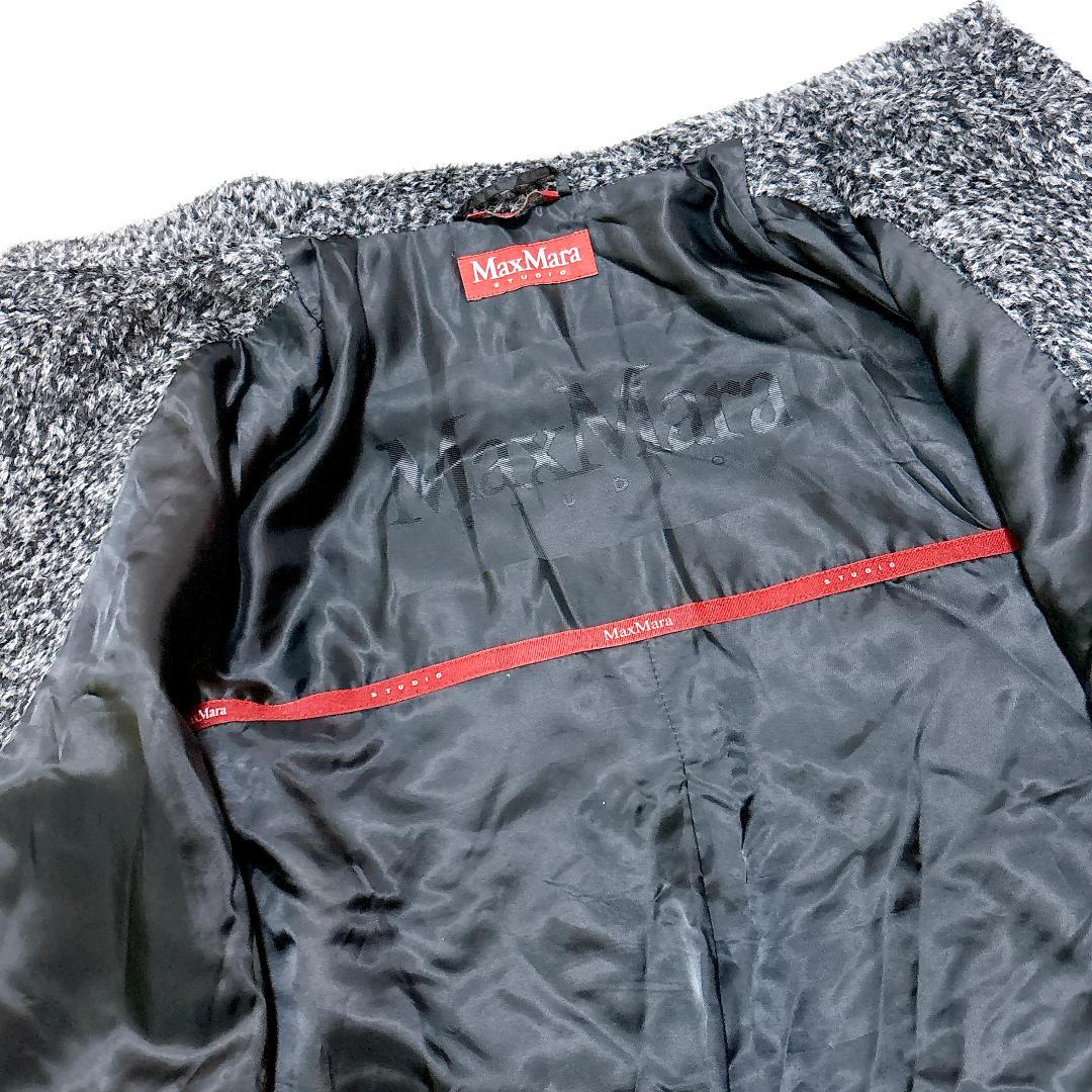 美品✨マックスマーラ アルパカ シャギー コート スタンドカラー グレー 黒