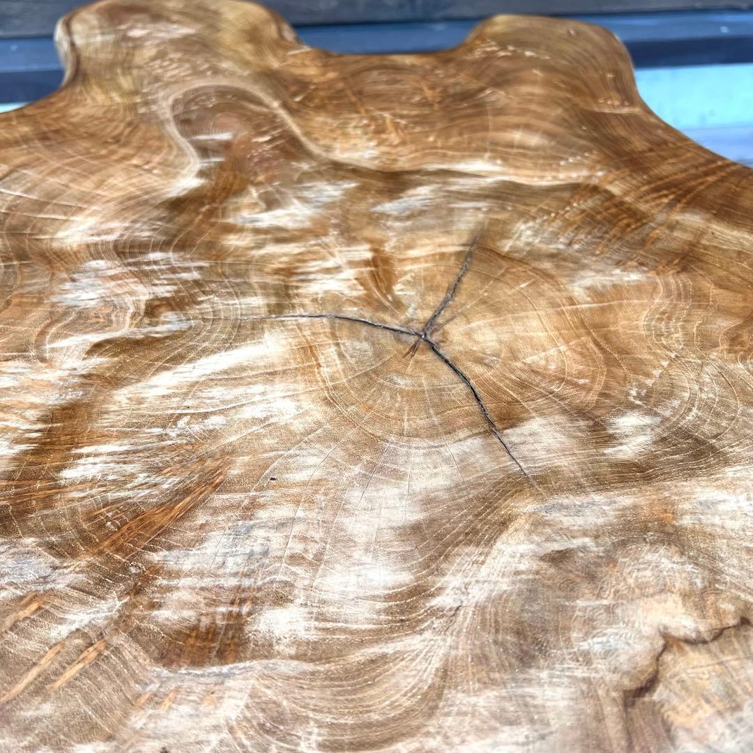 極厚 希少木材 オールドチーク材 切株テーブル 94cm ちゃぶ台 無垢材 机