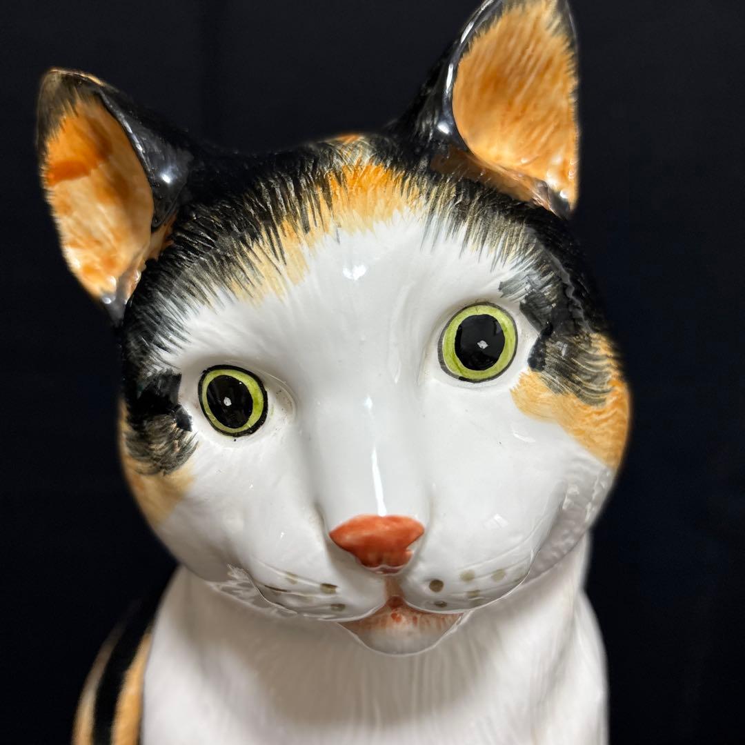 大きな三毛猫ちゃん陶器高さ39センチ