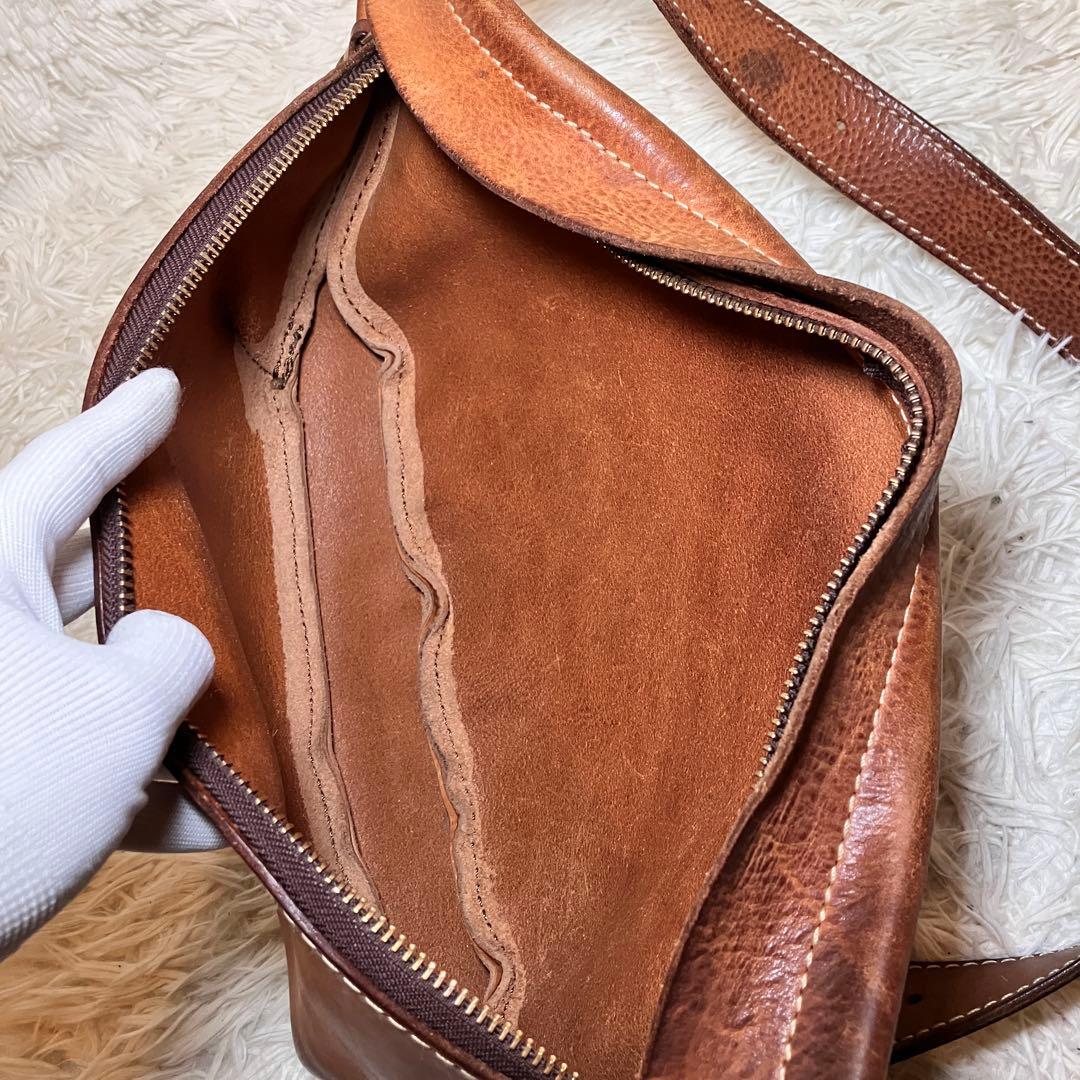 ☆旧品番 貴重☆ HERZ ヘルツ F-6 三日月ボディバッグ タンドー 本革