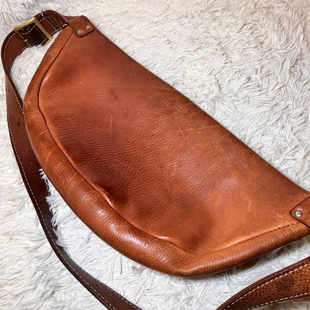 ☆旧品番 貴重☆ HERZ ヘルツ F-6 三日月ボディバッグ タンドー 本革