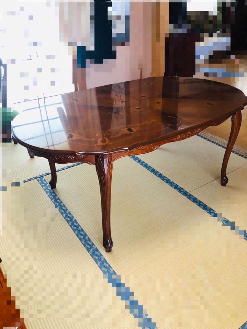 アンティーク　猫足　木製楕円形ダイニングテーブル