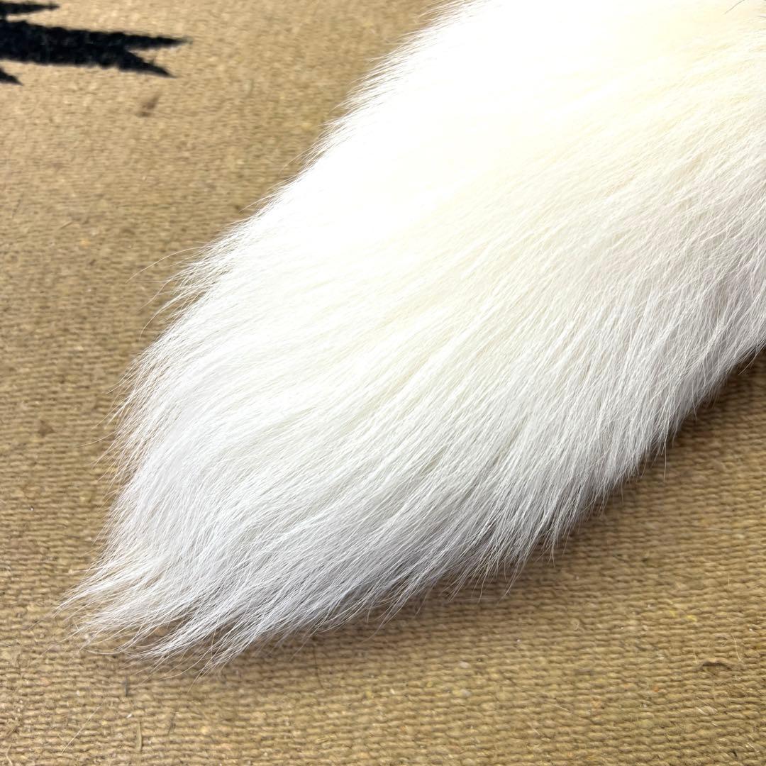 特大　アークティックマーブルフォックス　ファーテール　狐毛皮　尻尾　キーホルダー