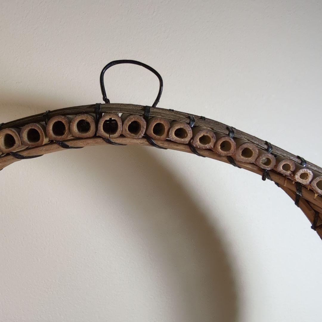 竹製装飾品 円形フレームと花生け　竹細工　竹工芸品