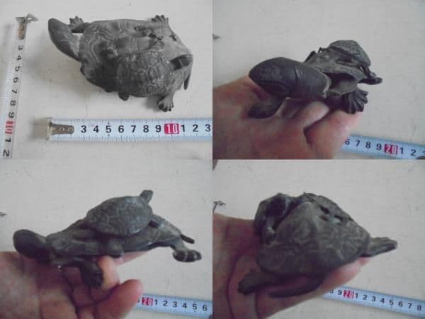 AKa7059　古金属製　亀置物　珍品　当時物