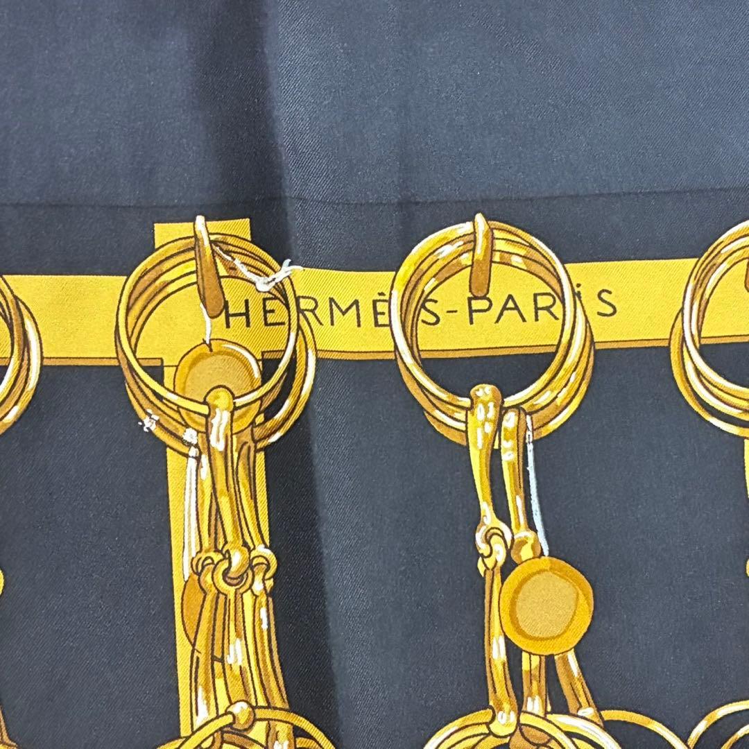 HERMES エルメス カレ90 MORS & FILETS スカーフ ネイビー