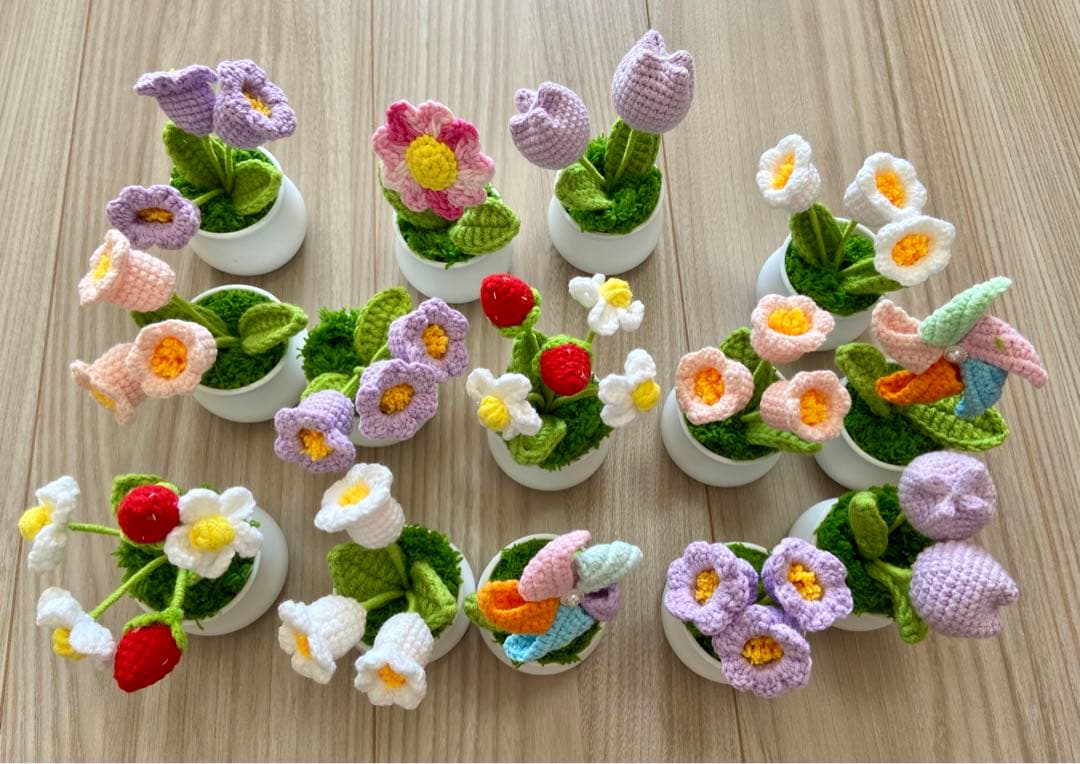 プレゼント　お得セット　編みぐるみ　枯れない花編み花　14個セット ハンドメイド