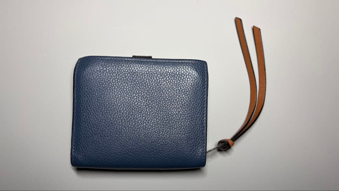 LOEWE ネイビー 二つ折り財布 コンパクトジップウォレット