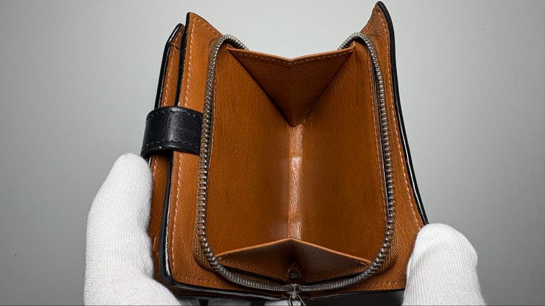 LOEWE ネイビー 二つ折り財布 コンパクトジップウォレット