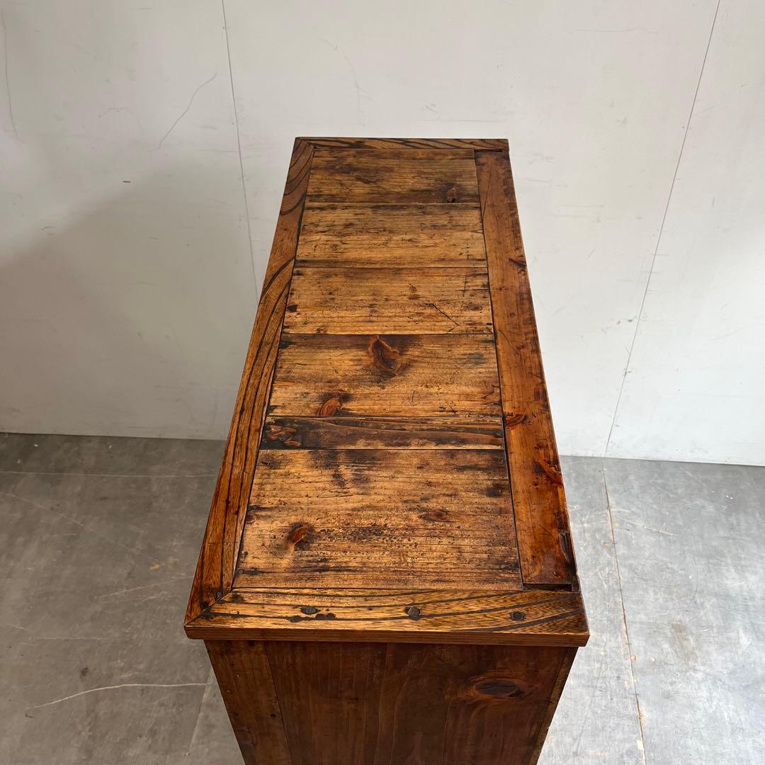 アンティーク 黒柿材 けやき ガラス 茶箪笥 キャビネット 昭和レトロ z460