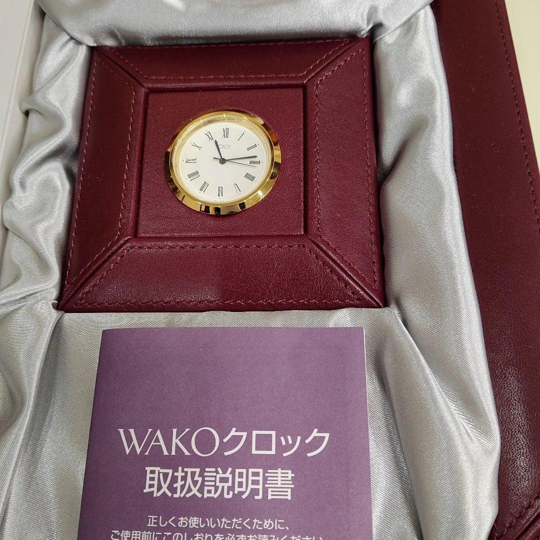 未使用品　WAKO アナログ時計とワインカラー革フォトフレームセット　動作確認済