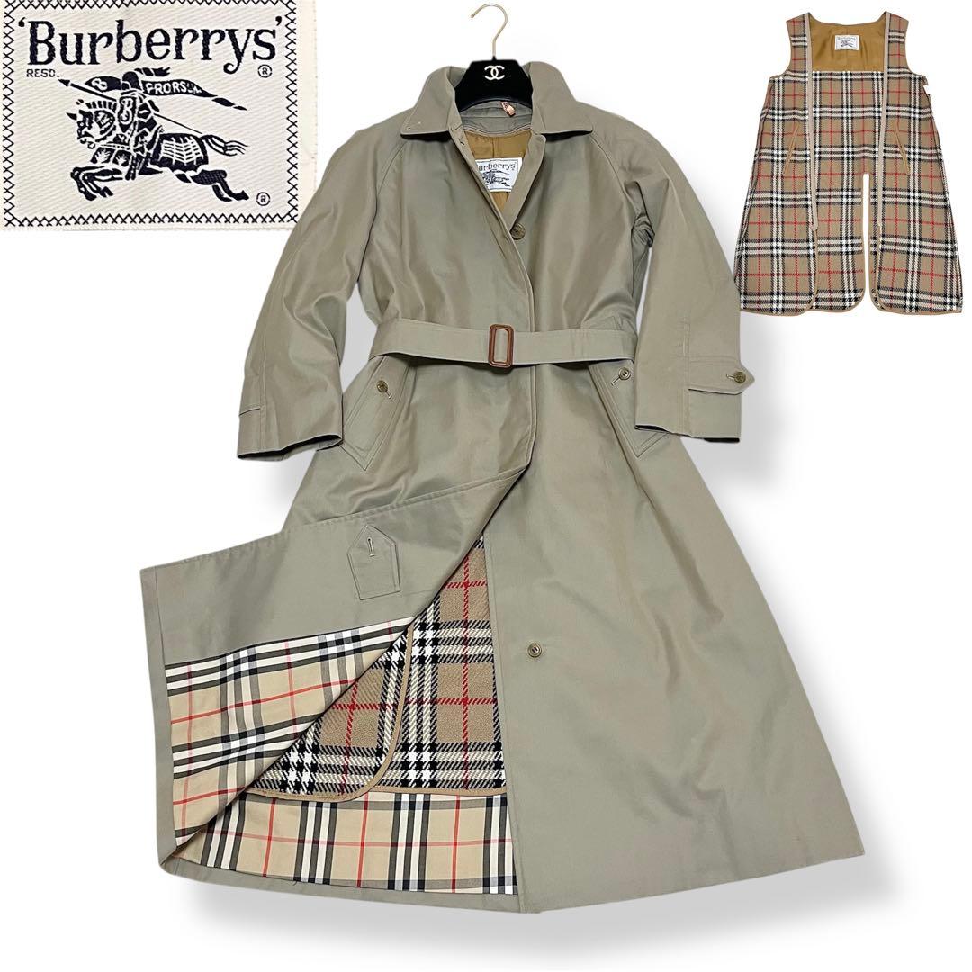 極美品✨希少バーバリー 白タグ ノバチェックステンカラーコート 玉虫色 ベルト