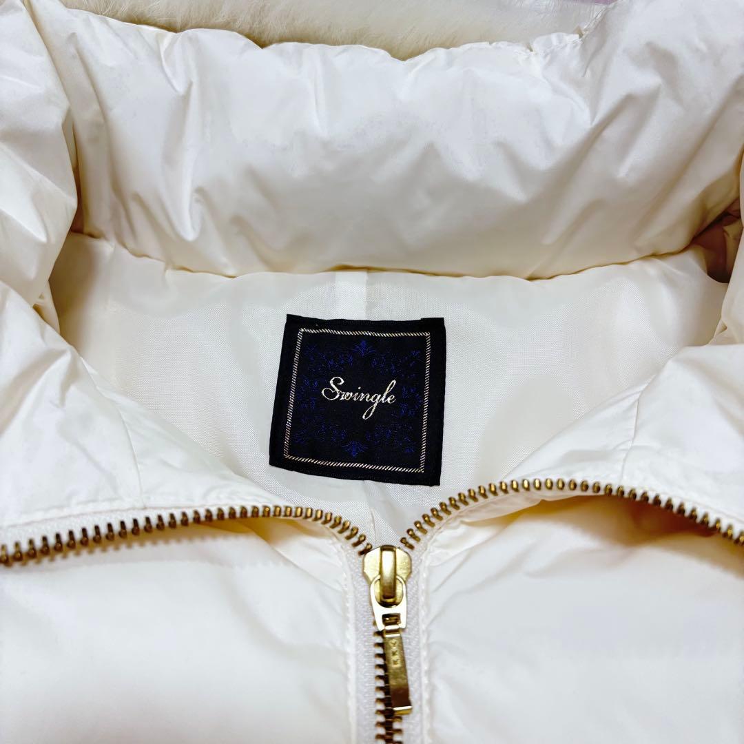 極上美品♡Swingle♡FOXファーショートダウンコート♡ホワイト♡Mサイズ