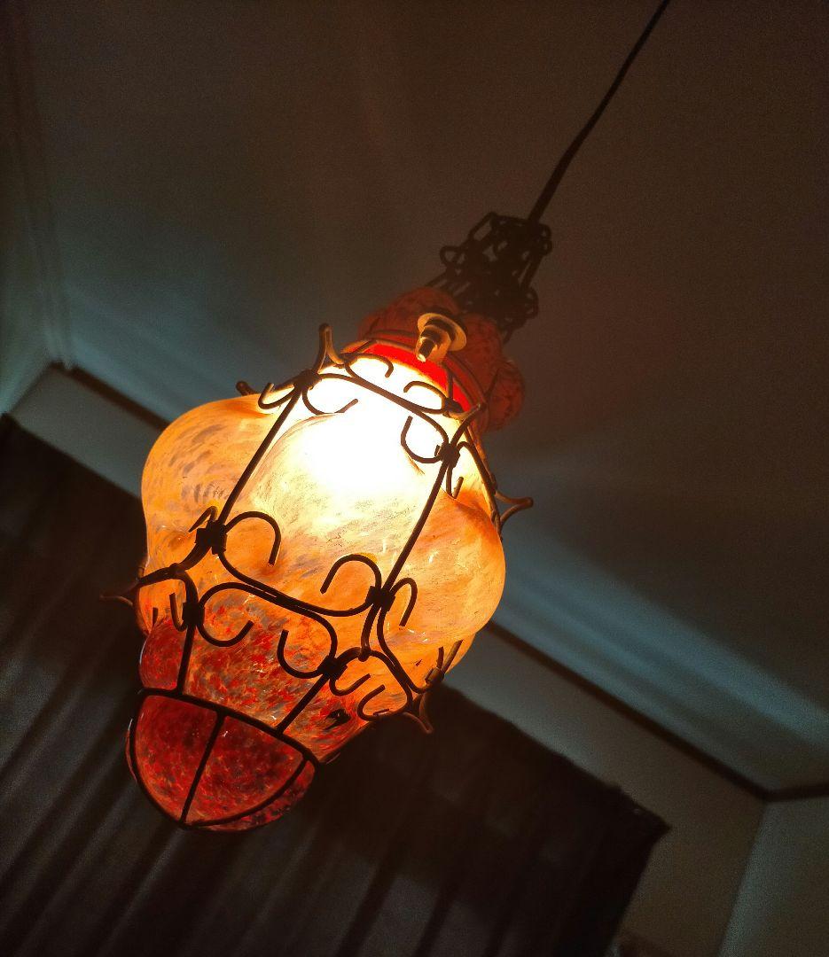 【芸術的】アンティーク/吹きガラス吊り下げ式ペンダントライト/ドイツ製/レア
