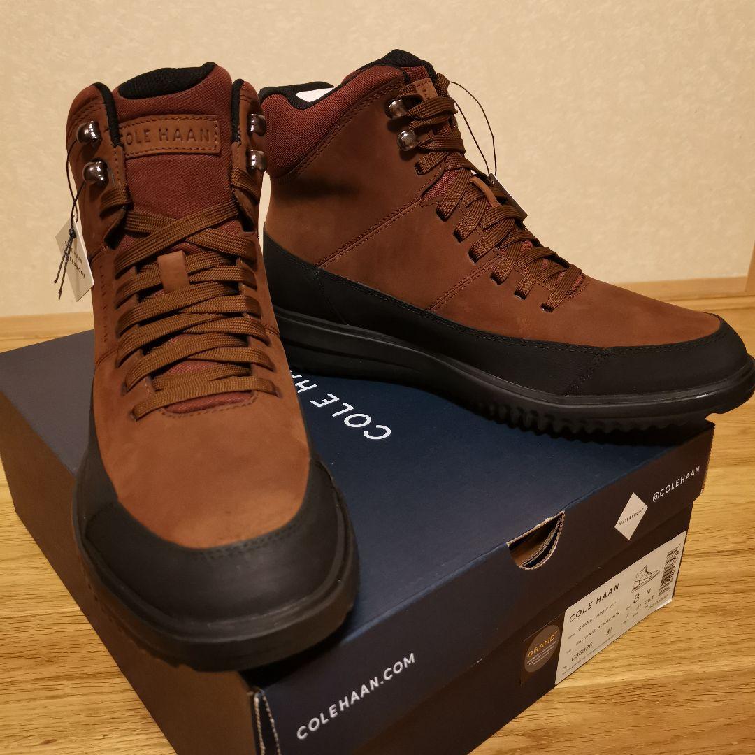 気まぐれ値下 新品)コールハーン GRAND+HIKER WP 茶 25.5