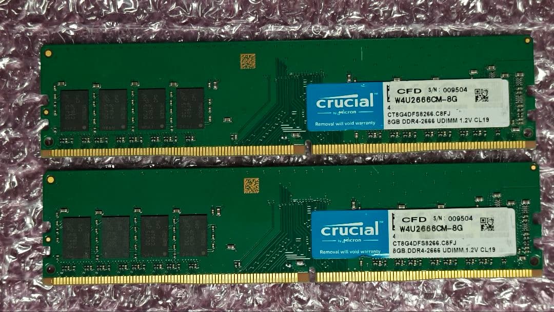 DDR4 8GBx2枚 16GB pc4-2666 動作確認済み ⑤