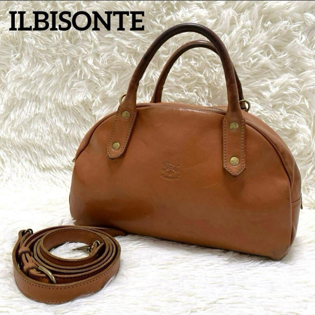 イルビゾンテ　ショルダーバッグ 2way ハンドバッグ　ミニボストン　ヌメ革 茶