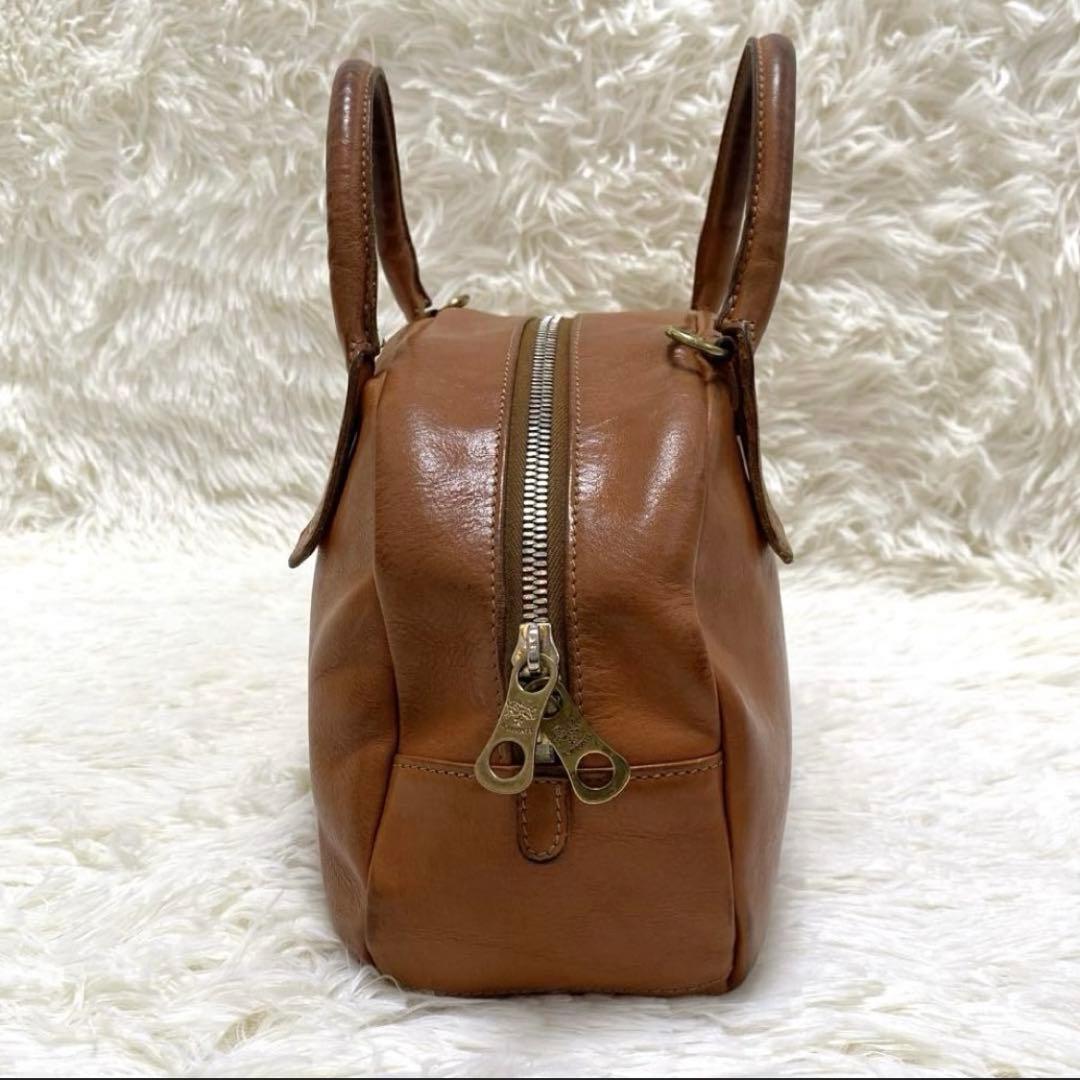 イルビゾンテ　ショルダーバッグ 2way ハンドバッグ　ミニボストン　ヌメ革 茶