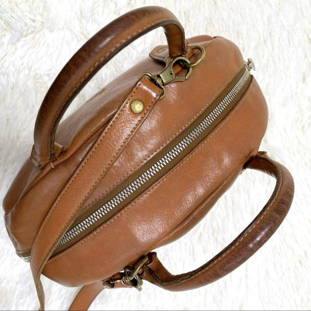 イルビゾンテ　ショルダーバッグ 2way ハンドバッグ　ミニボストン　ヌメ革 茶