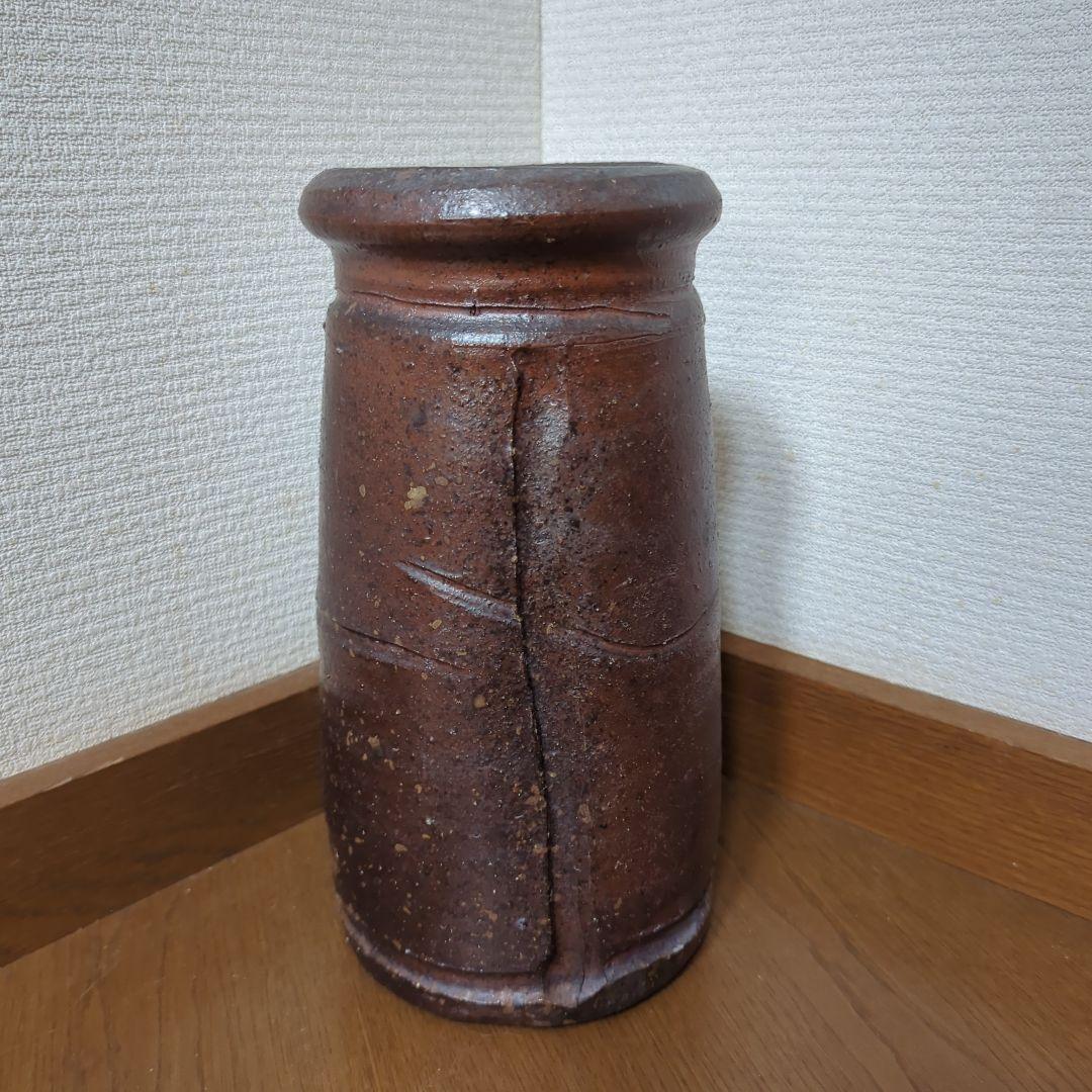 ●備前焼　登窯窯元作品【こ】の陶印記す・花瓶 ・花入・寸胴