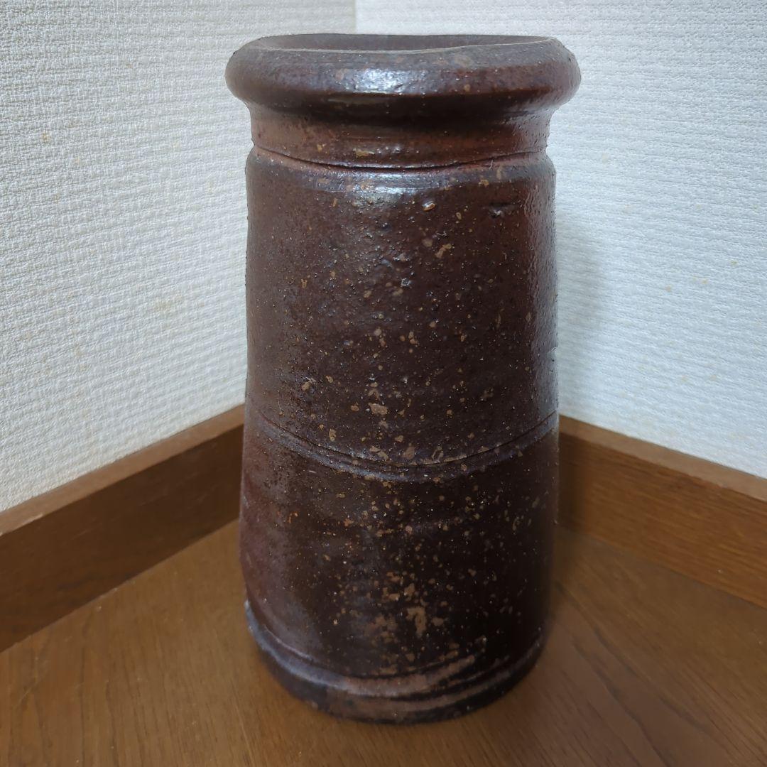 ●備前焼　登窯窯元作品【こ】の陶印記す・花瓶 ・花入・寸胴