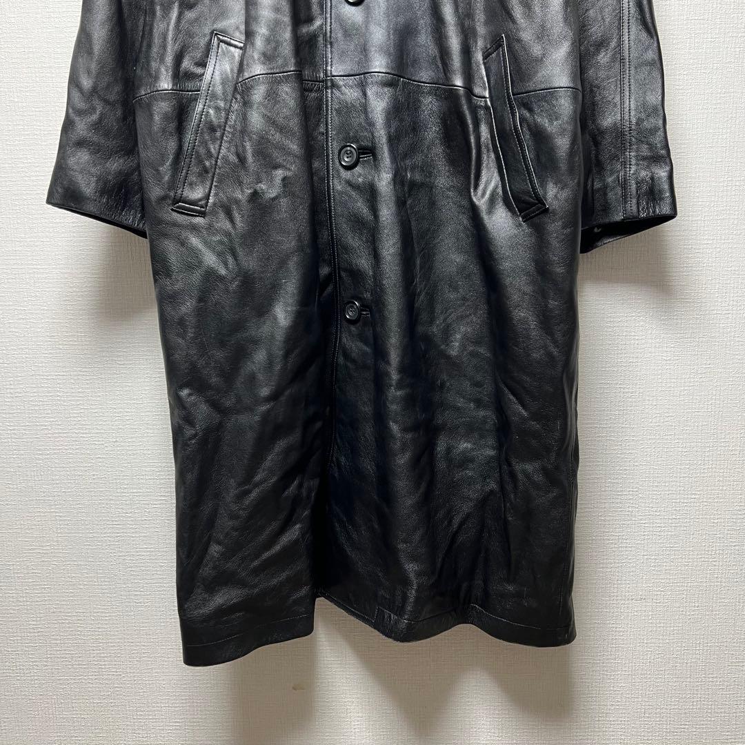 極上オールレザー✨ ラムレザーロングコート アウター 羊革 本革 メンズ モード