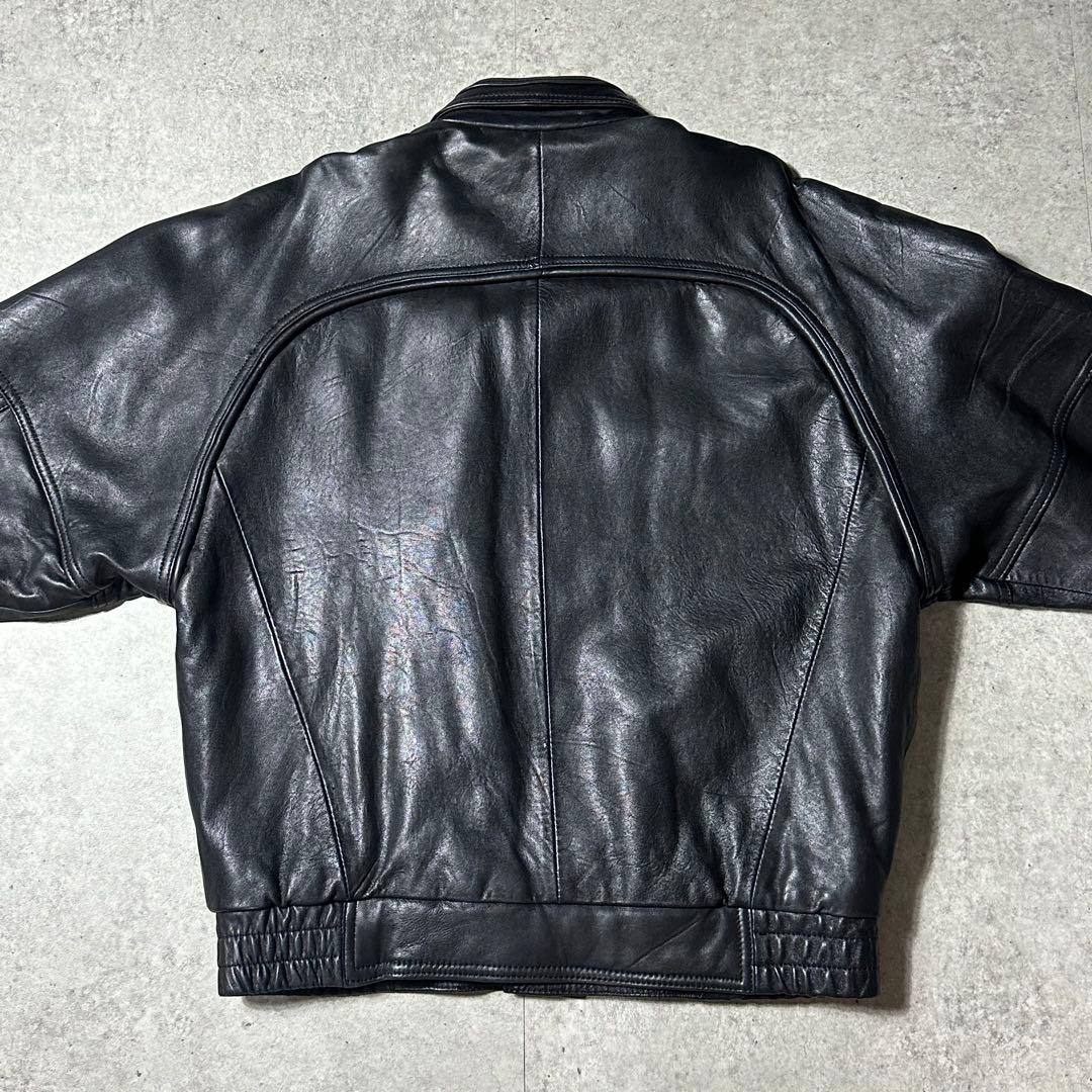 美品 Valentino uomo レザー ブルゾン 44 黒 深水光太