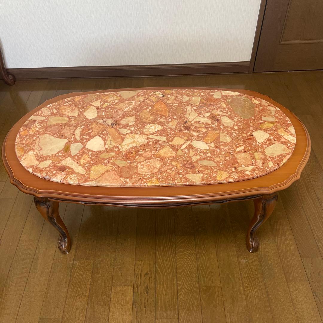 イタリア製 大理石 センターテーブル 猫足