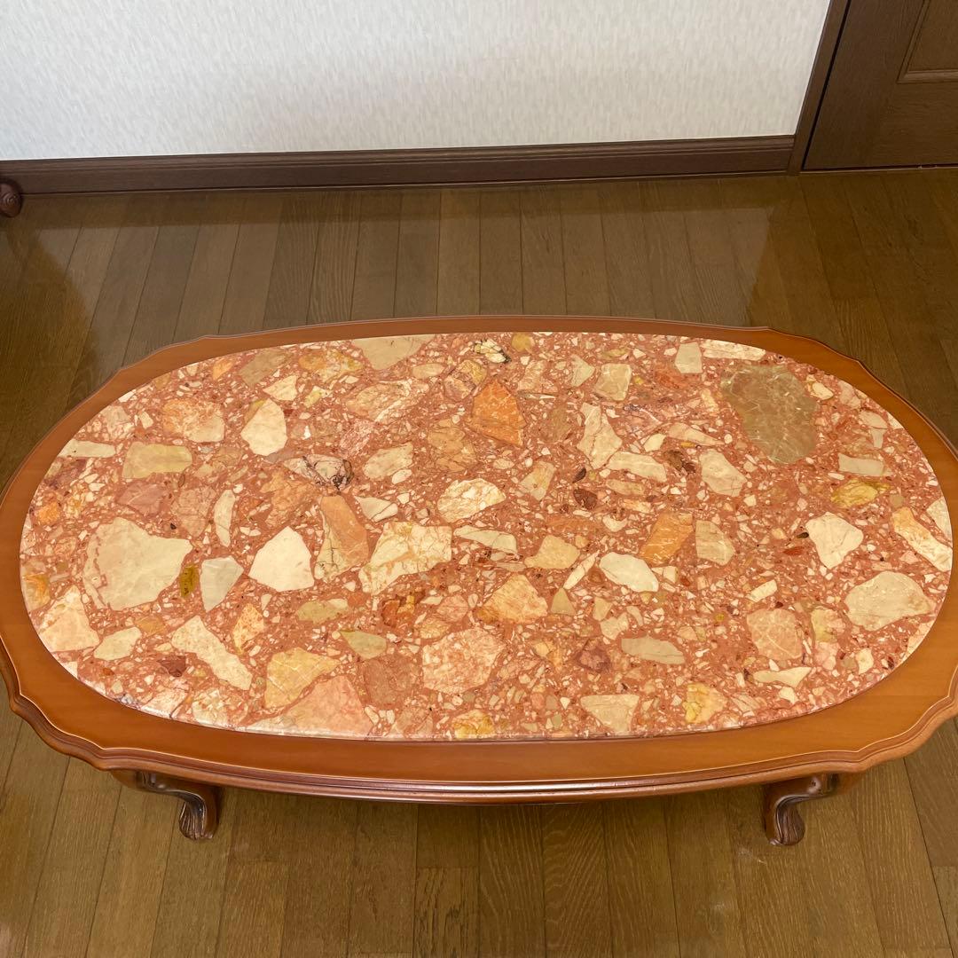 イタリア製 大理石 センターテーブル 猫足