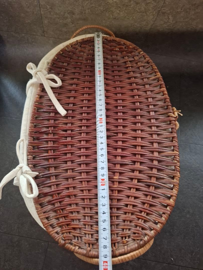 カントリー　ラタンバスケット　バスケット　藤　蓋付き収納　収納　（大）