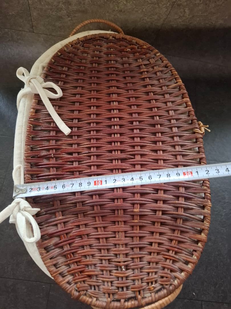 カントリー　ラタンバスケット　バスケット　藤　蓋付き収納　収納　（大）