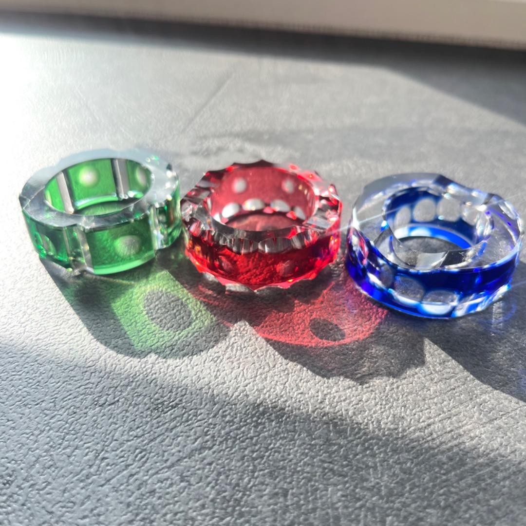 【美品】江戸切子 箸置き セット ガラス クリア