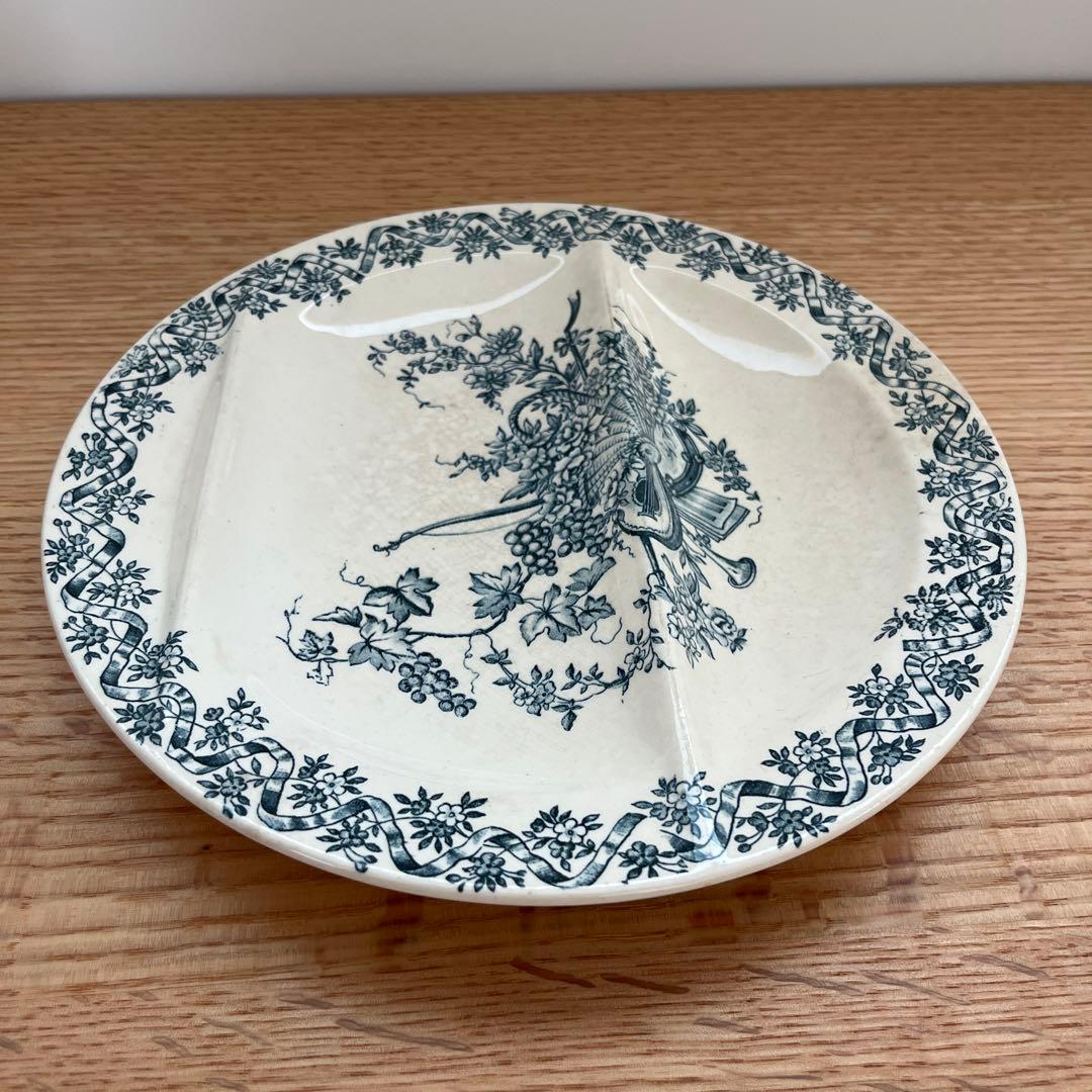 レア✨ フランスアンティーク ロンウィ セパレート プレート 楽器 花 葡萄