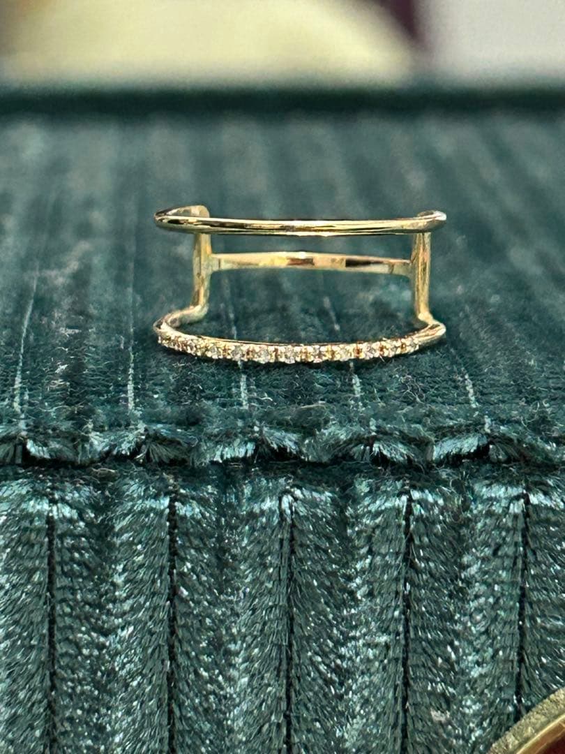 SIENA ROSE k10 YG LINE平行2連 ダイヤモンド リング11号