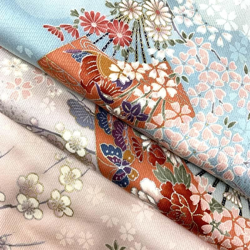 504ag18,お小物類□七五三 七歳 女児 着物&袋帯 桜 梅 松 扇□